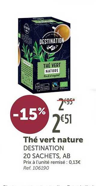 Thé vert nature DESTINATION 20 SACHETS, AB