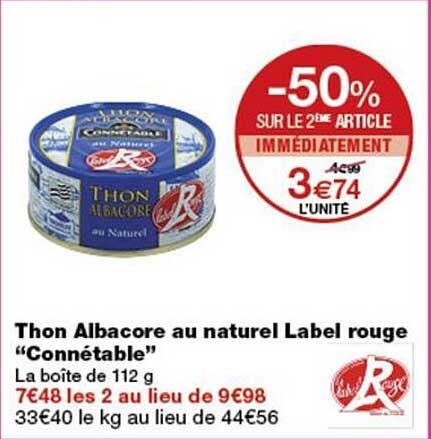 Thon Albacore au naturel Label rouge “Connétable”