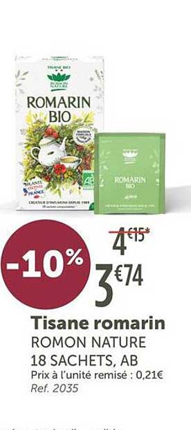 Tisane romarin ROMON NATURE 18 SACHETS, AB