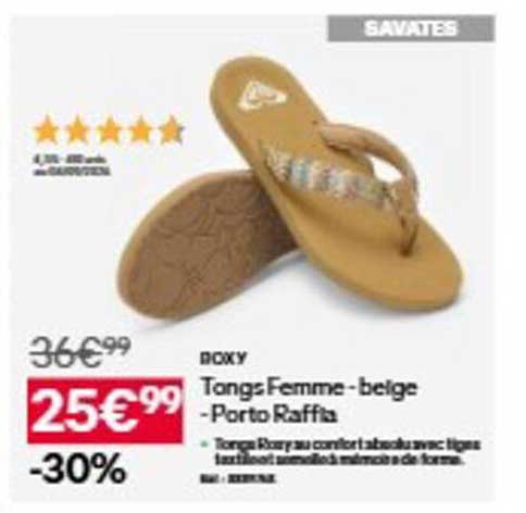 Tongs Femme - beige - Porto Raffia