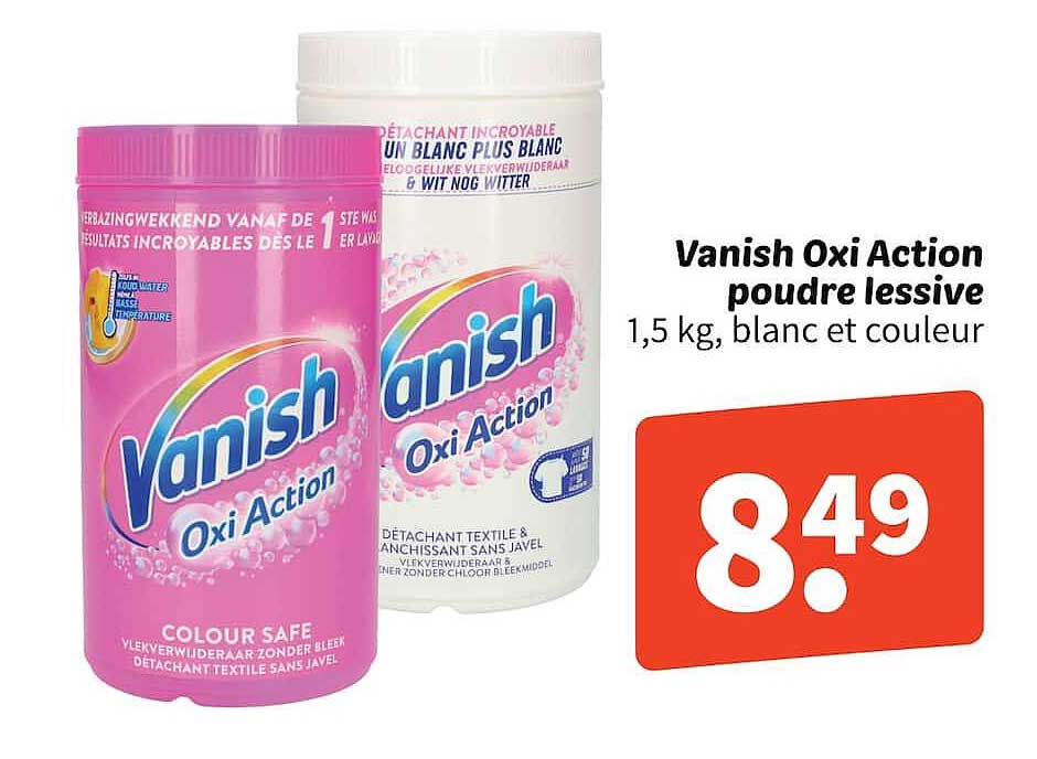 Vanish Oxi Action poudre lessive 1,5 kg, blanc et couleur