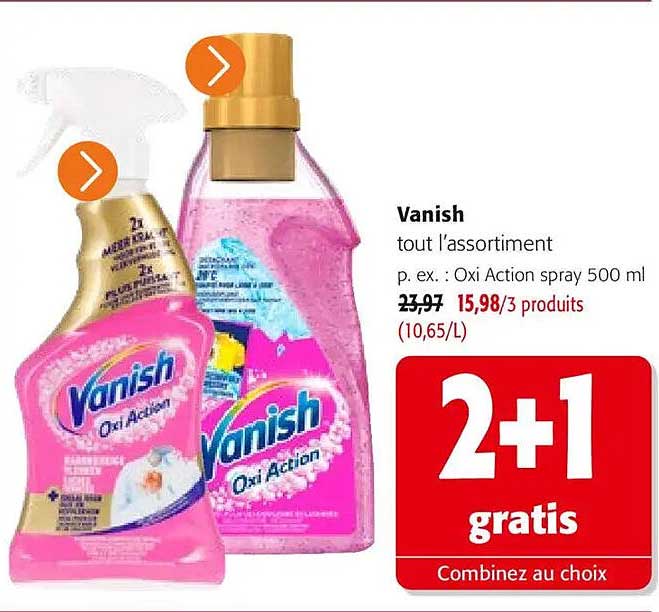 Vanish tout l’assortiment p. ex. : Oxi Action spray 500 ml