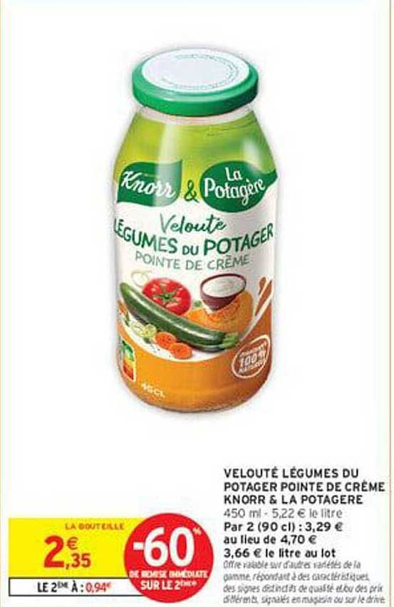 VELOUTÉ LÉGUMES DU POTAGER POINTE DE CRÈME KNORR & LA POTAGÈRE