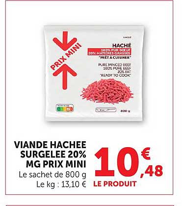 VIANDE HACHEE SURGELEE 20% MG PRIX MINI