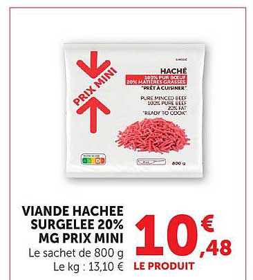 VIANDE HACHEE SURGELEE 20% MG PRIX MINI