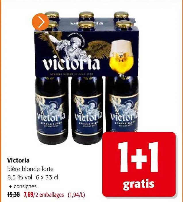 Victoria bière blonde forte 8,5 % vol 6 x 33 cl + consignes.