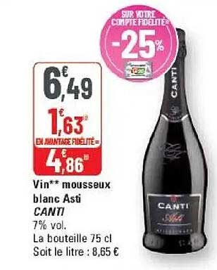 Vin** mousseux blanc Asti CANTI