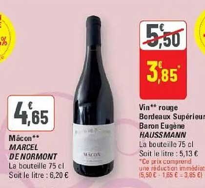 Vin** rouge Bordeaux Supérieur Baron Eugène HAUSSMANN