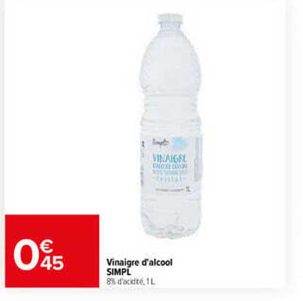 Vinaigre d'alcool SIMPL 8% d'acidité, 1L