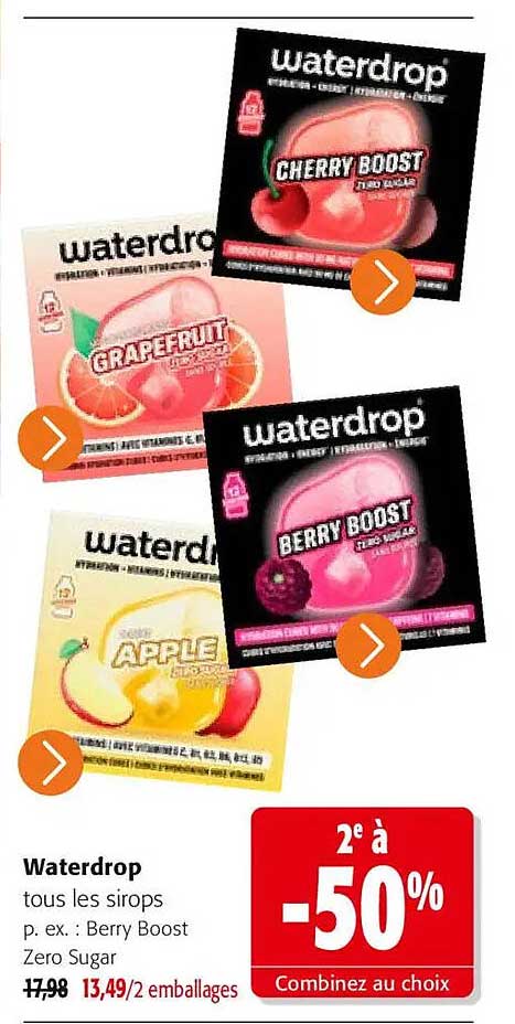 Waterdrop tous les sirops p. ex.: Berry Boost Zero Sugar