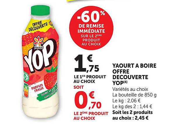 YAOURT A BOIRE OFFRE DECOUVERTE YOP