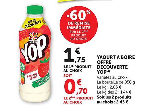 YAOURT A BOIRE OFFRE DECOUVERTE YOP