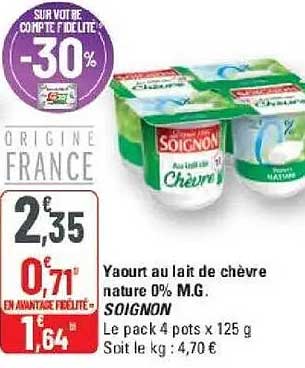 Yaourt au lait de chèvre nature 0% M.G. SOIGNON