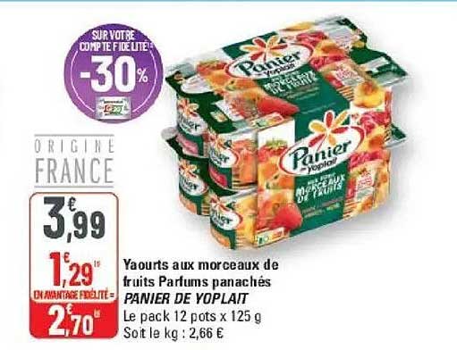 Yaourts aux morceaux de fruits Parfums panachés PANIER DE YOPLAIT