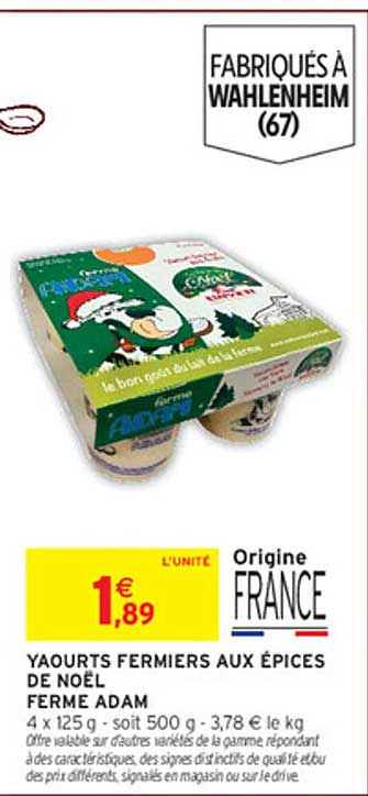 YAOURTS FERMIERS AUX ÉPICES DE NOËL FERME ADAM
