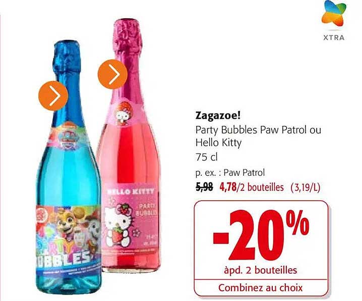 Zagazoe! Party Bubbles Paw Patrol ou Hello Kitty 75 cl