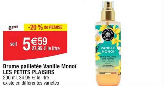 Brume pailletée Vanille Monoï LES PETITS PLAISIRS