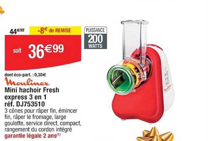Moulinex Mini hachoir Fresh express 3 en 1 réf. DJ753510