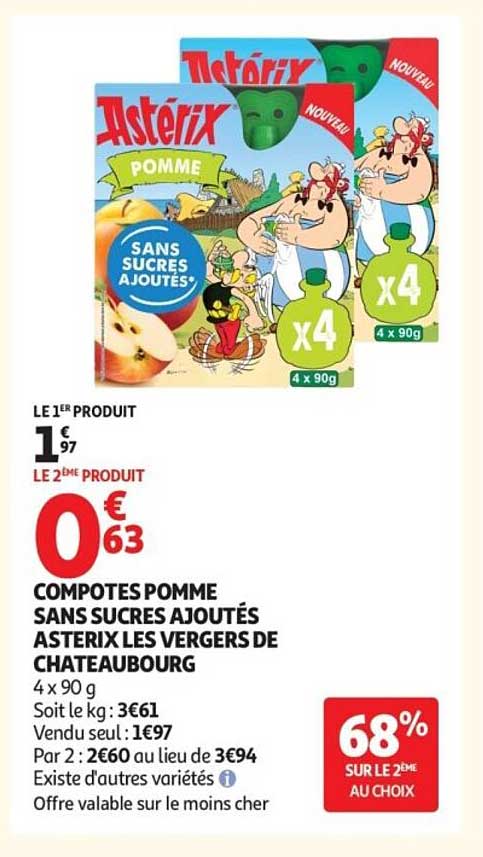 COMPOTES POMME SANS SUCRES AJOUTÉS ASTERIX LES VERGERS DE CHATEAUBOURG