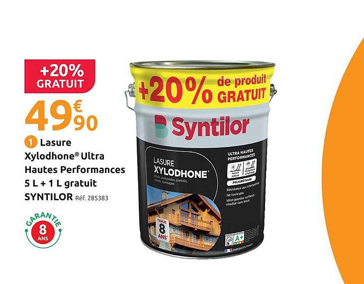 Lasure Xylodhone® Ultra Hautes Performances 5 L + 1 L gratuit SYNTILOR