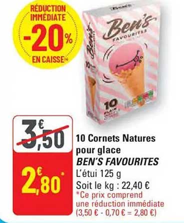 10 Cornets Nature pour glace BEN'S FAVOURITES