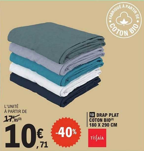 10 DRAP PLAT COTON BIO 180 X 290 CM
