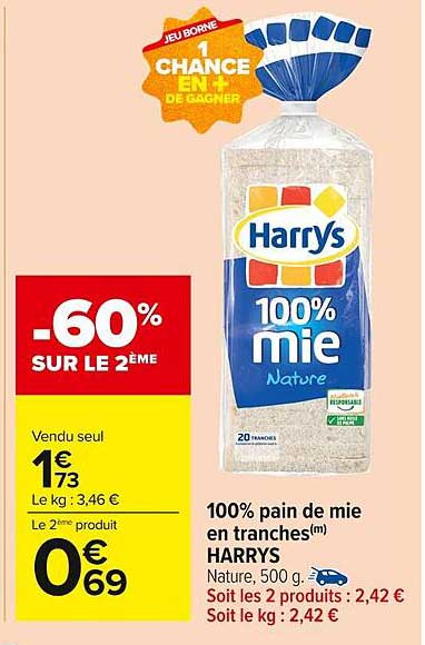 100% pain de mie en tranches(m) HARRYS