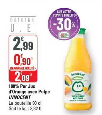 100% Pur Jus d'Orange avec Pulpe INNOCENT