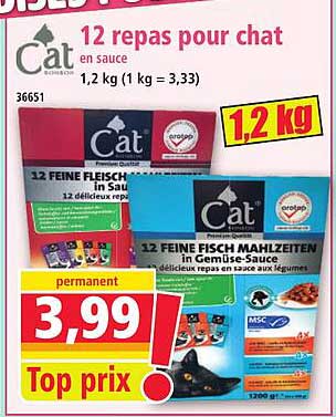 12 repas pour chat en sauce