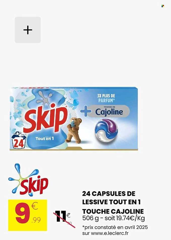 24 CAPSULES DE LESSIVE TOUT EN 1 TOUCHE CAJOLINE
