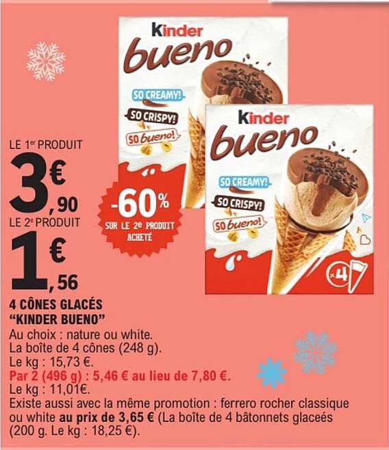 4 CONÉS GLACÉS “KINDER BUENO”