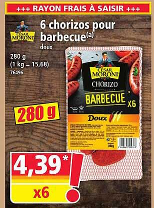 6 chorizos pour barbecue doux