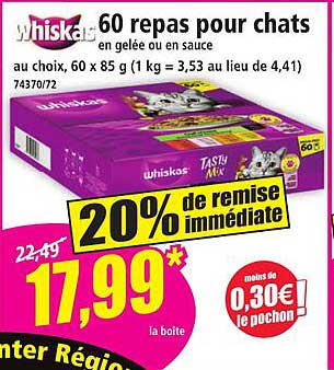 60 repas pour chats en gelée ou en sauce