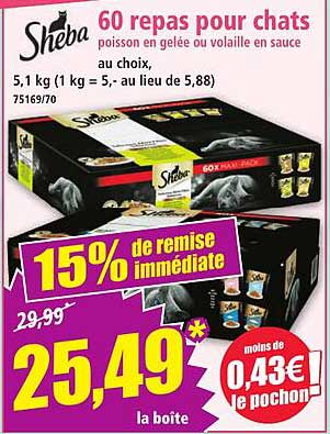60 repas pour chats poisson en gelée ou volaille en sauce