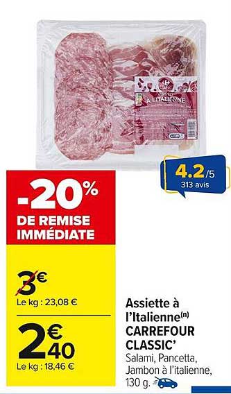 Assiette à l’Italienne Carrefour Classic’