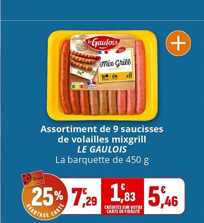Assortiment de 9 saucisses de volailles mixgrill LE GAULOIS