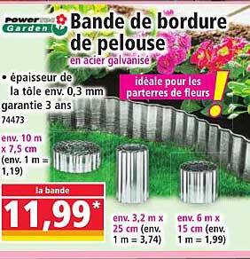 Bande de bordure de pelouse en acier galvanisé