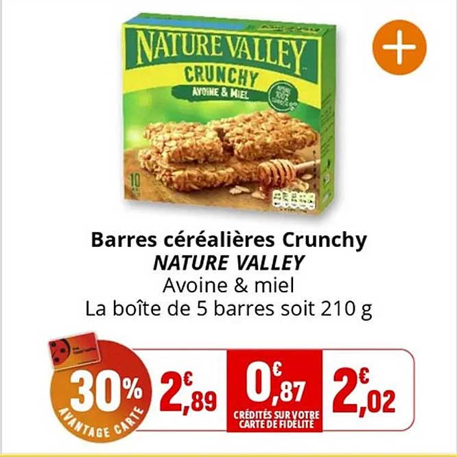 Barres céréalières Crunchy NATURE VALLEY Avoine & miel