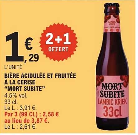 Bière acidulée et fruitée à la cerise "MORT SUBITE"