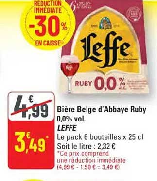 Bière Belge d'Abbaye Ruby 0,0% vol.