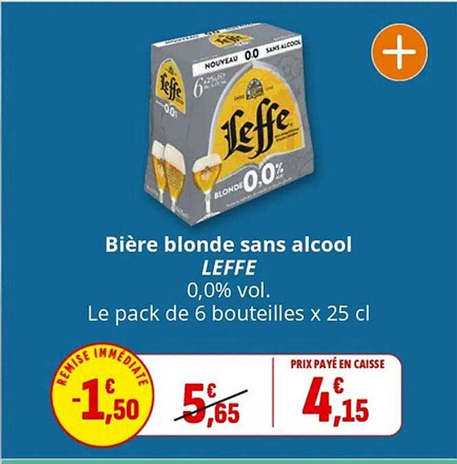 Bière blonde sans alcool LEFFE 0,0% vol.