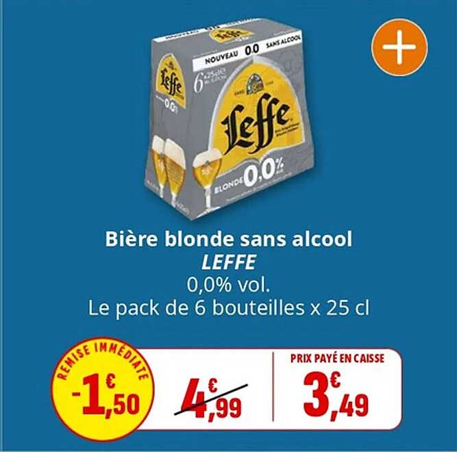 Bière blonde sans alcool LEFFE 0,0% vol.