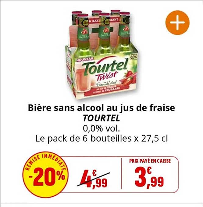 Bière sans alcool au jus de fraise TOURTEL