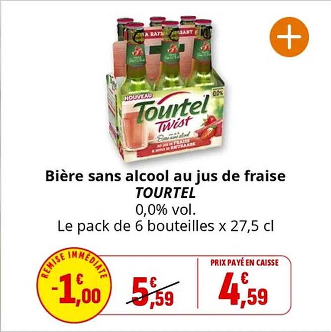 Bière sans alcool au jus de fraise TOURTEL