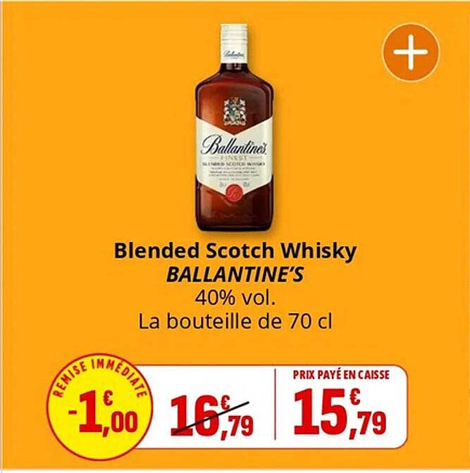 Blended Scotch Whisky BALLANTINE'S 40% vol. La bouteille de 70 cl