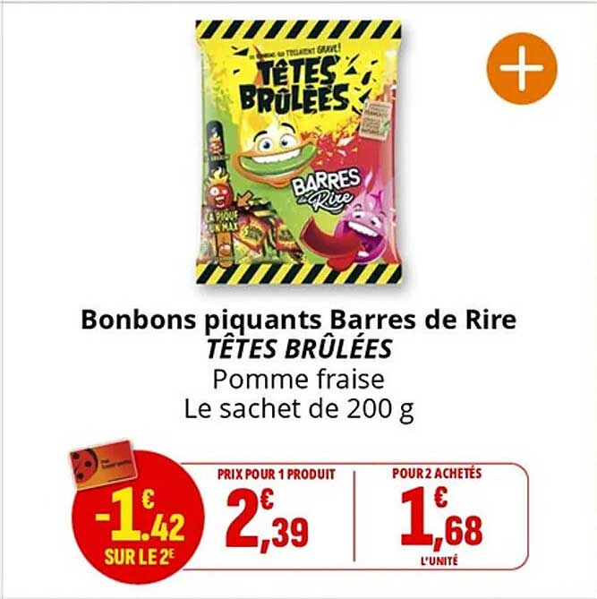 Bonbons piquants Barres de Rire TÊTES BRÛLÉES