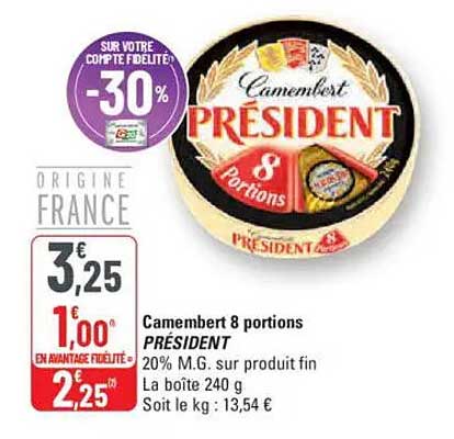 Camembert 8 portions PRÉSIDENT