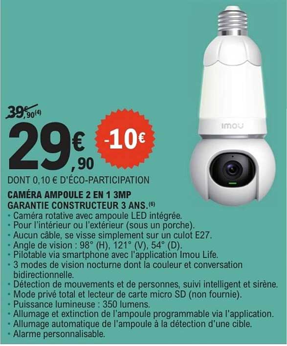 CAMÉRA AMPOULE 2 EN 1 3MP
