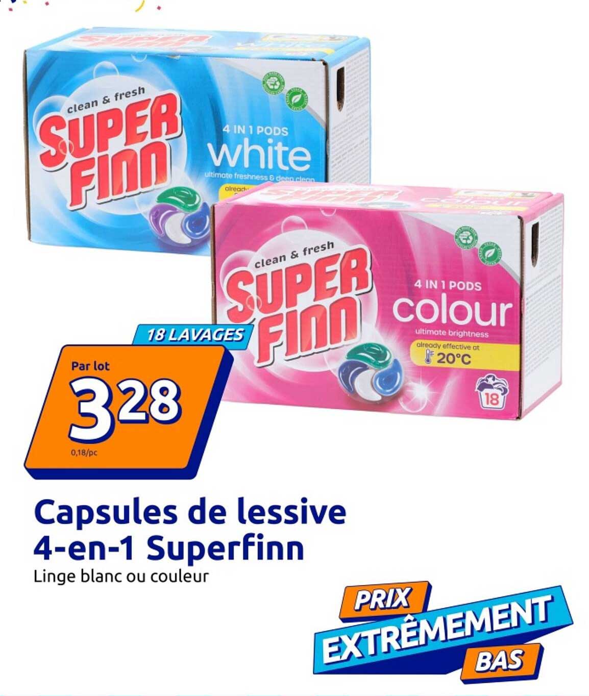 Capsules de lessive 4-en-1 Superfinn
