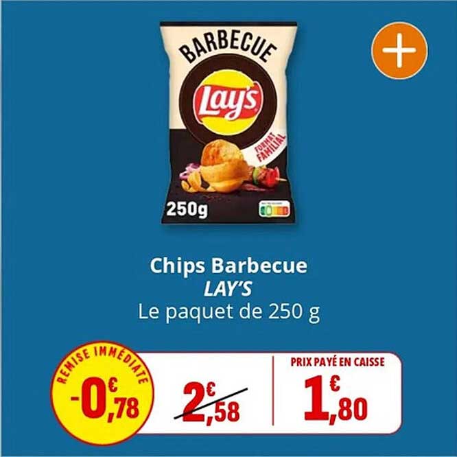 Chips Barbecue LAY'S Le paquet de 250 g